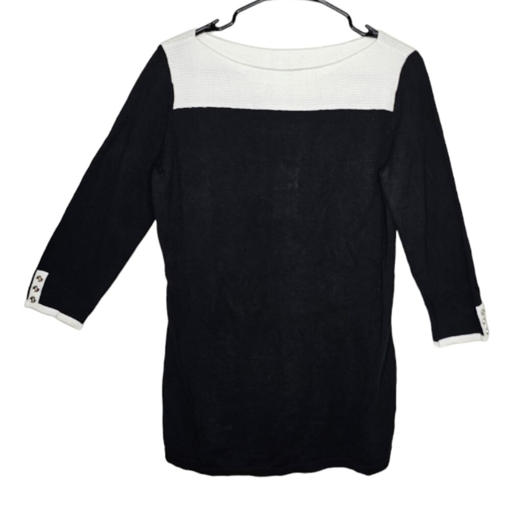Karen Scott Elbow Length Black and White Sweater XS